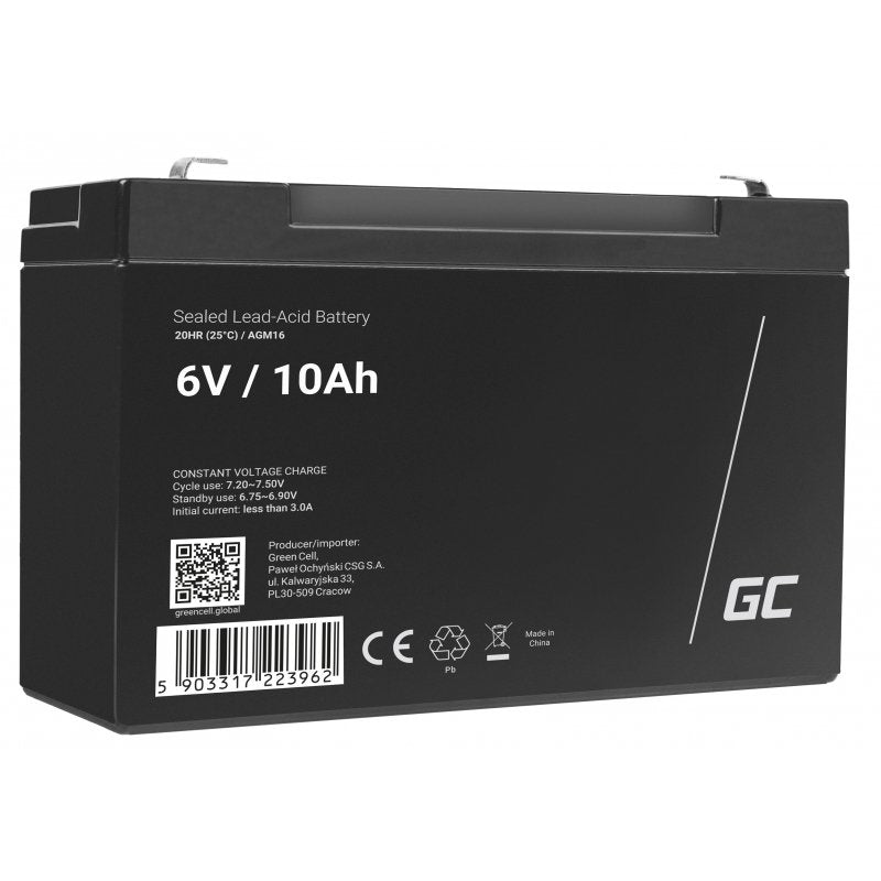 EAN 5903317223962 - Green Cell AGM16 batería para sistema ups Sealed Lead Acid (VRLA) 6 V 10 Ah imagen 1