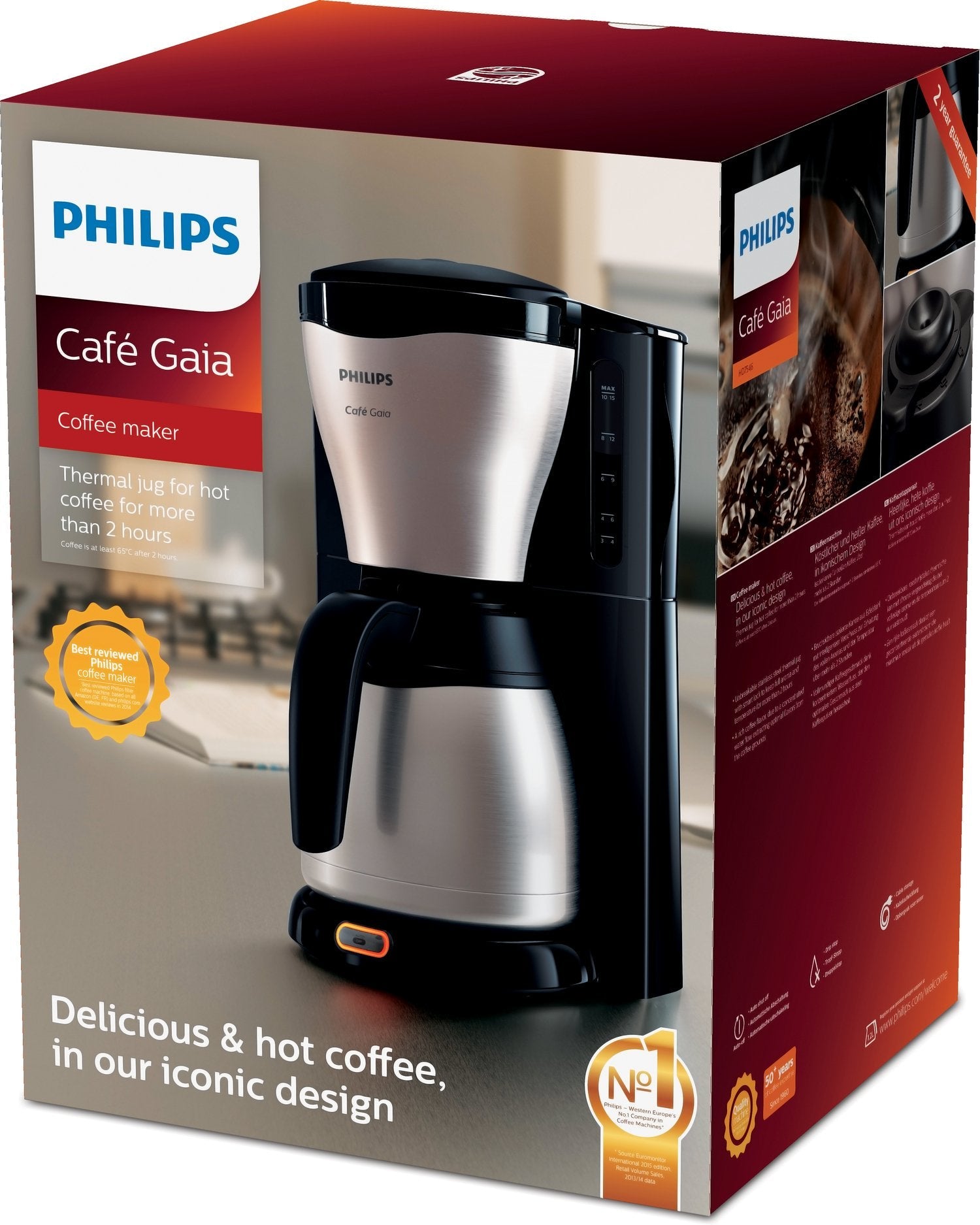 Cafetera De Goteo Philips Hd7548/20, 1,2 L, 1000 W, Negro, Metálico