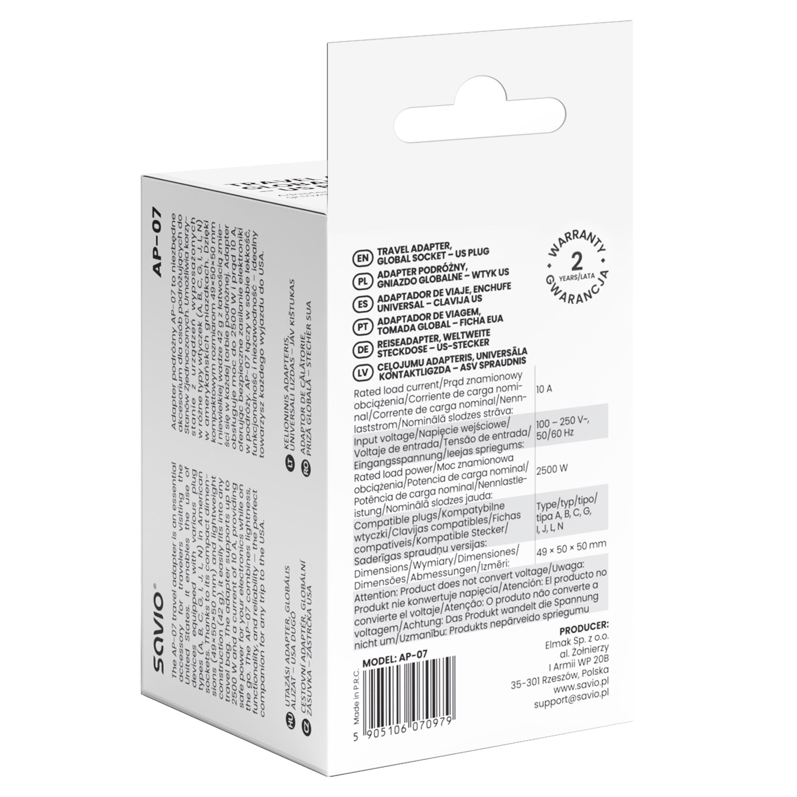 Savio Ap-07 Adaptador E Inversor De Corriente Universal 2500 W Blanco