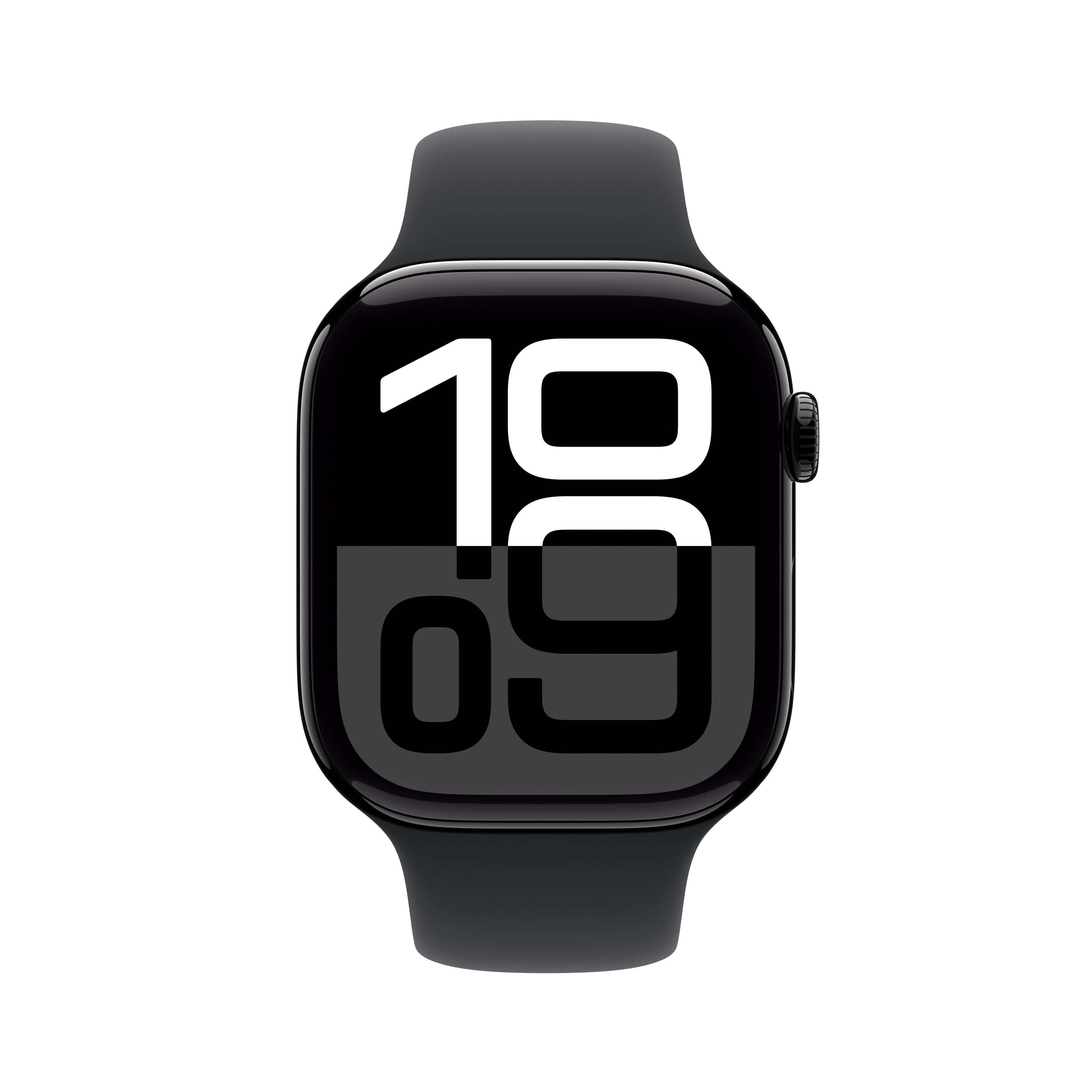 Apple Apple Watch Series 10 Gps 46mm Jet Black Aluminium Case With Black Sport Band - M/L