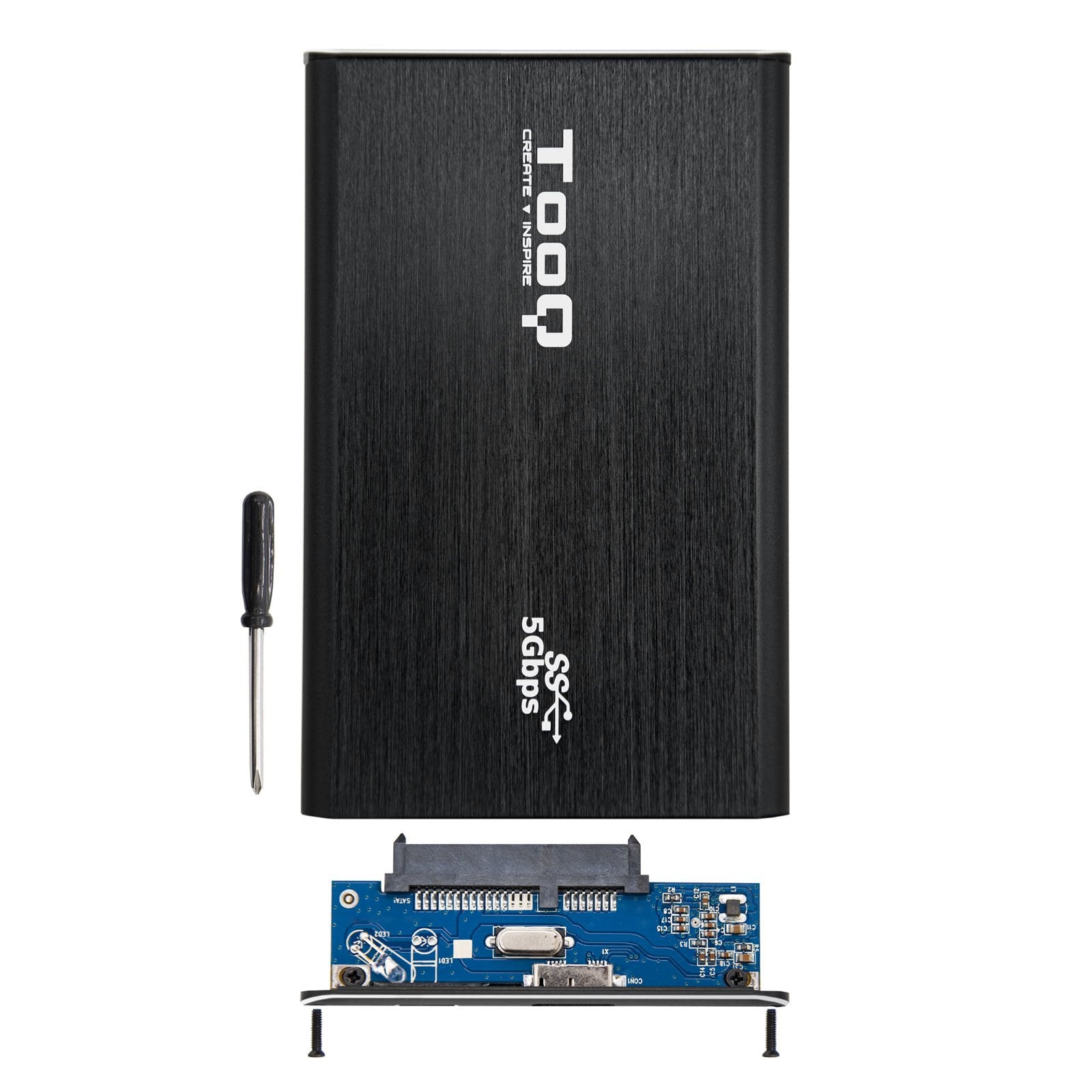 Tooq Carcasa Externa Hdd/Sdd 2.5" Hasta 7,0mm Sata Usb 3.0/3.1 Gen 1 - Negro