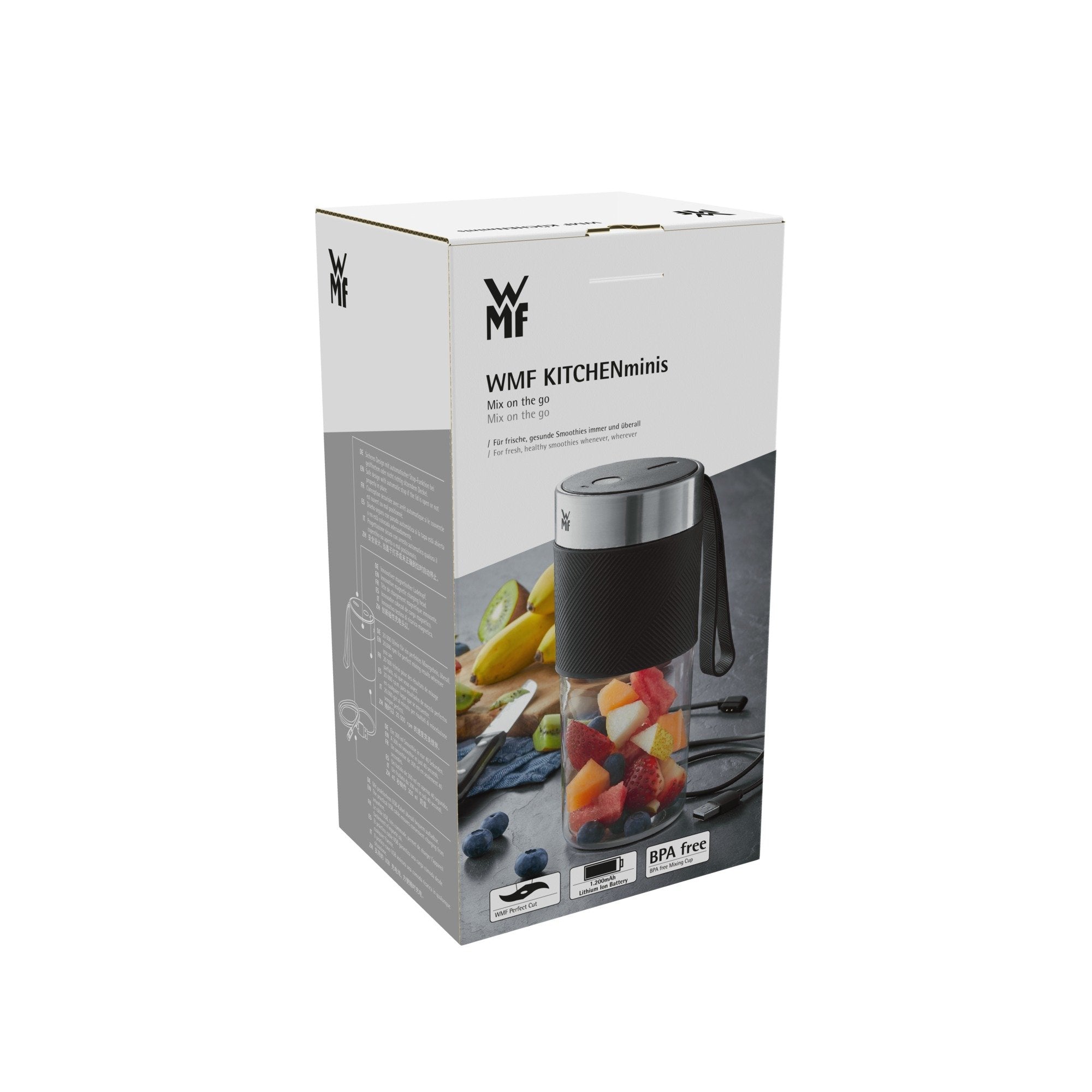 Batidora Wmf Kitchenminis Mix On The Go 0,3 L 50 W Negro, Acero Inoxidable, Transparente
