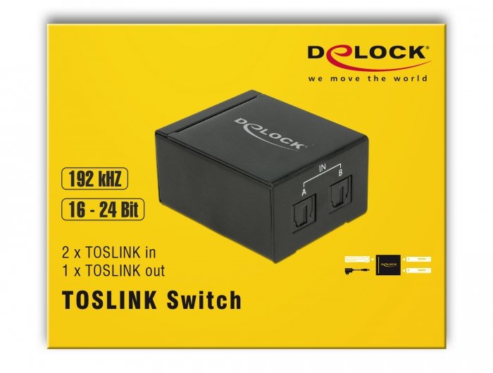 Delock Switch 2x Toslink En> 1x Toslink Out Negro 18767