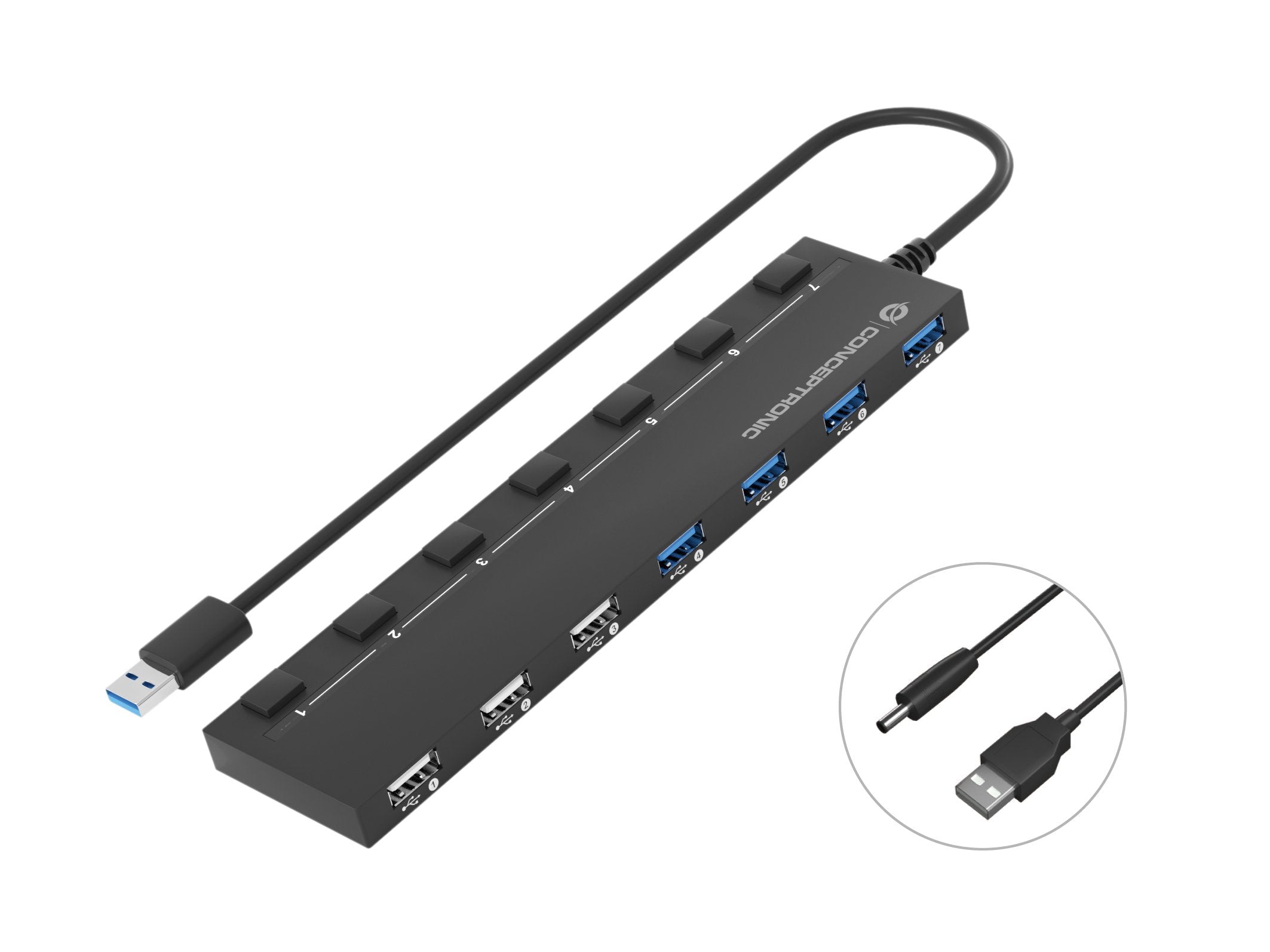 EAN 4015867226124 - Conceptronic HUBBIES09B hub de interfaz USB tipo A 5000 Mbit/s Negro imagen 1
