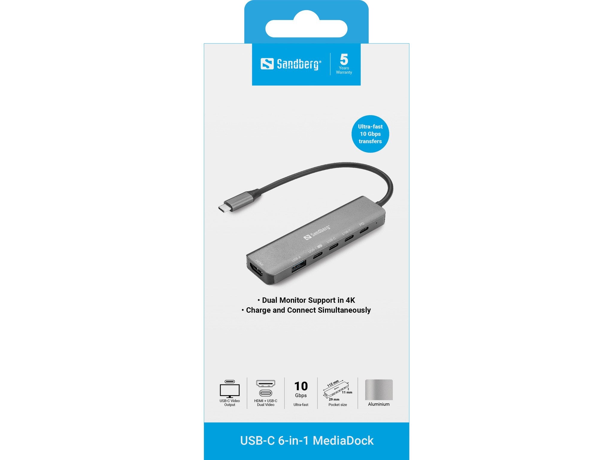 EAN 5705730136771 - Sandberg 136-77 base para portátil y replicador de puertos Alámbrico USB 3.2 Gen 1 (3.1 Gen 1) Type-C Gri imagen 2