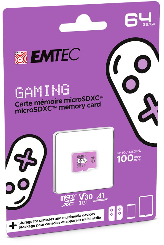 Tarjeta Emtec Microsd 64gb Sdxc Cl.10 Uhs1 U3 V30 A1 Gaming Ecmsdm64gxcu3g