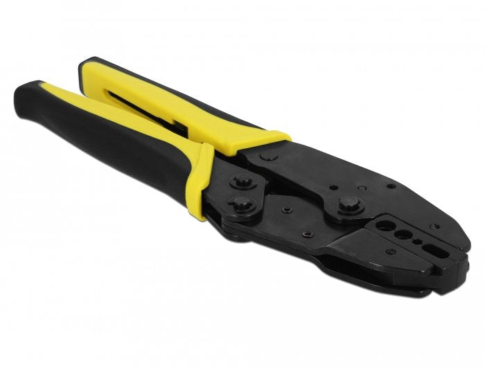 Alicates De Engarzadores Coaxados Universales De Delock, Negro/Amarillo Crimpzange, Por 6 Diámetro Diferente 90295