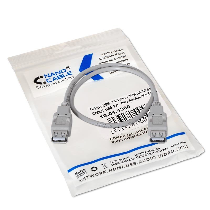 EAN 8433281004870 - Nanocable 10.01.1300 cable USB USB 2.0 0,5 m USB A Beige imagen 3
