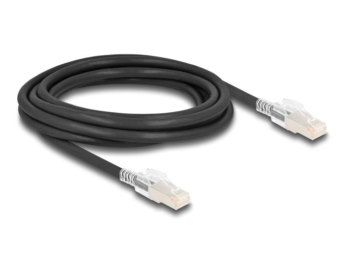 Delock 80257 Cable De Red Rj45 Cat.6a S/Ftp Con Juego De Clips De Seguridad, 3 M, Negro
