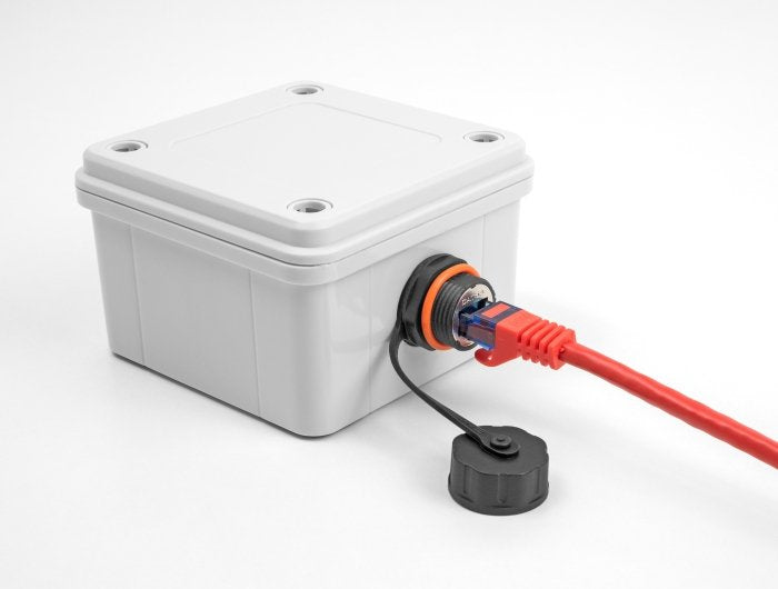 Delock 88145 Conector De Cable Rj45 Hembra A Rj45 Hembra Cat.6a Con Rosca M20 Y Tapa Protectora Ip68 Resistente Al Polvo Y Al Agua
