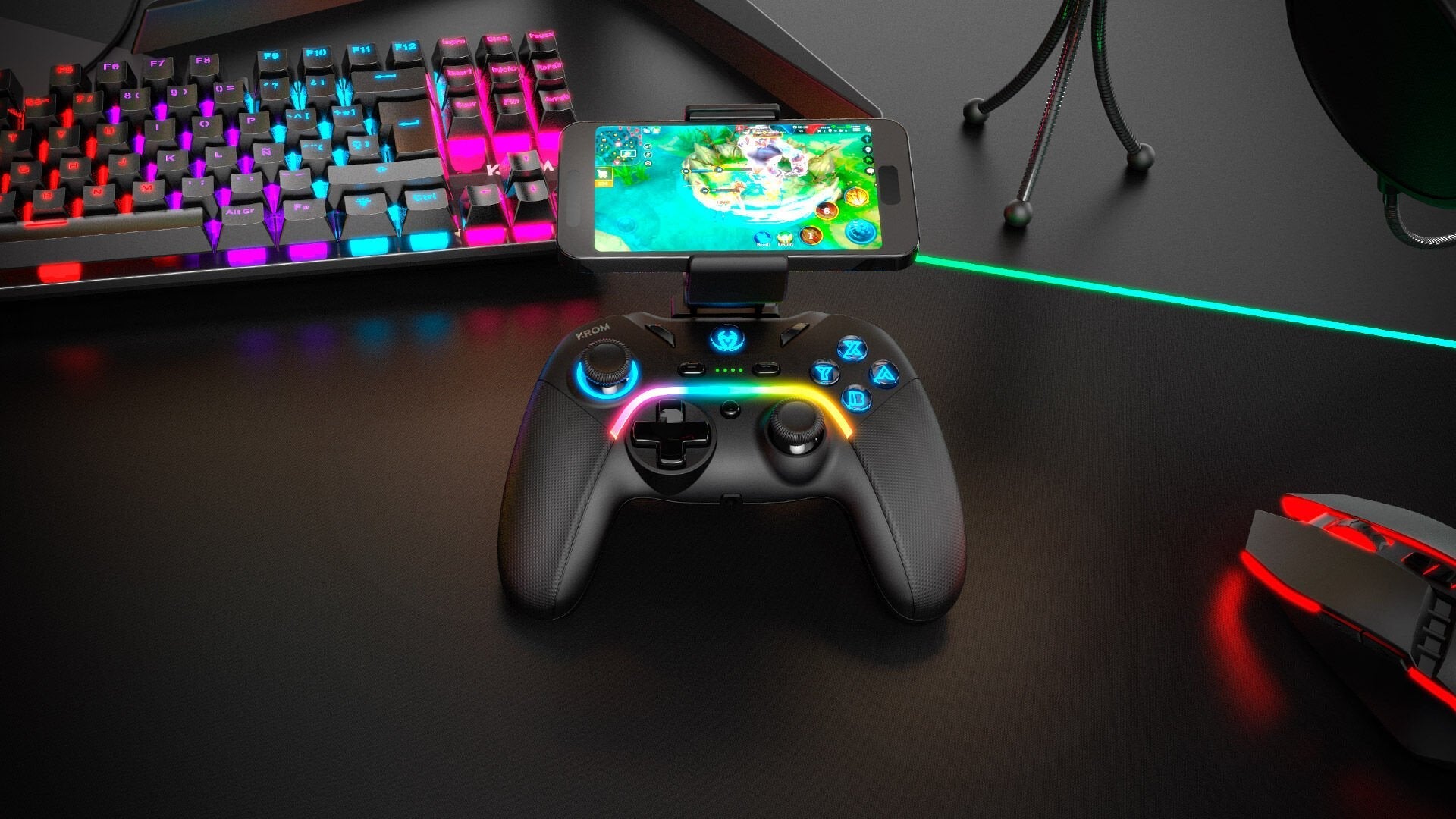 Mando Gamepad Krom Gamming Kayros Argb Pc Switch Android Ios