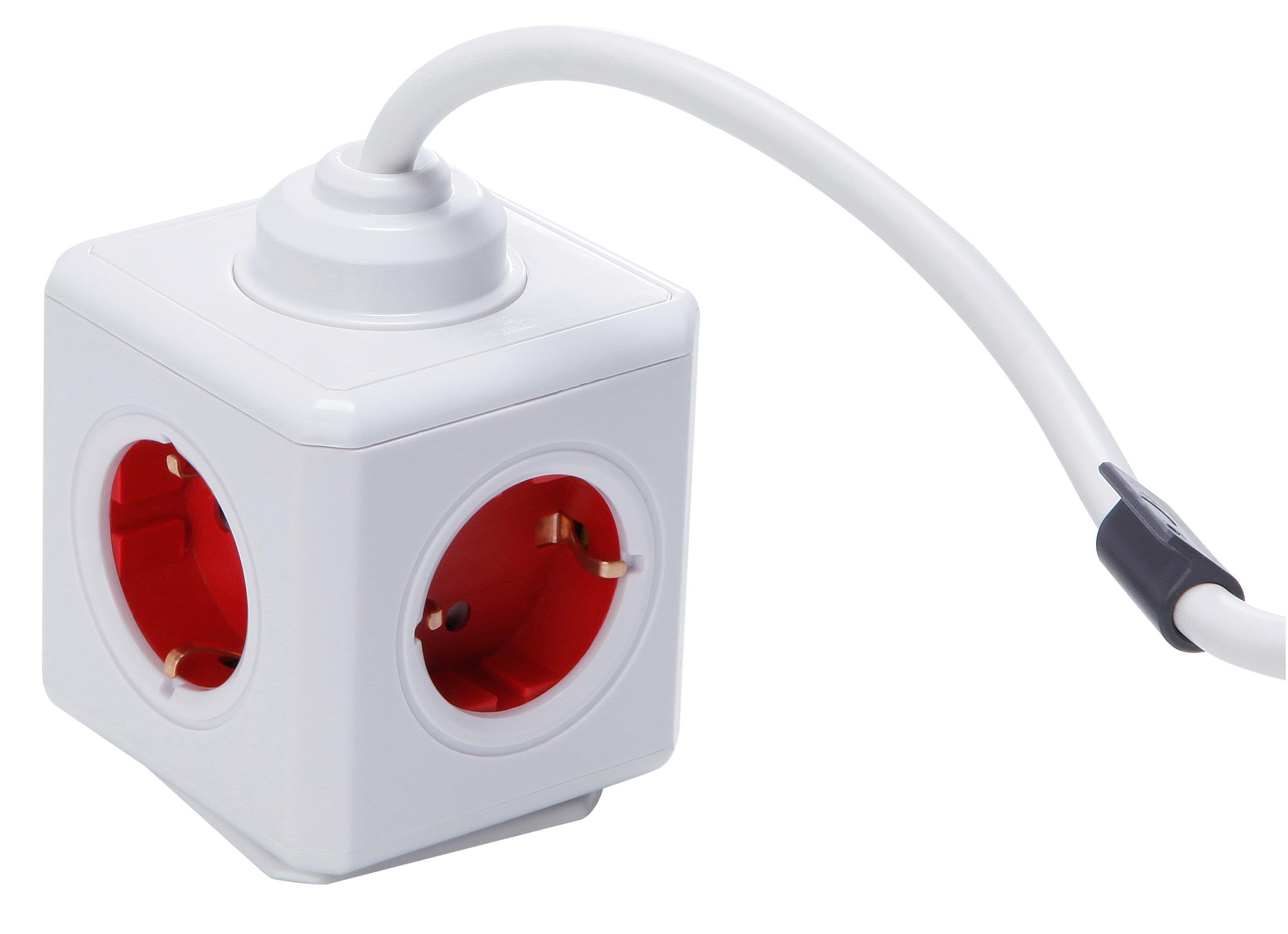 Regleta Powercube Extended 5 Tomas White/Red 1.5m