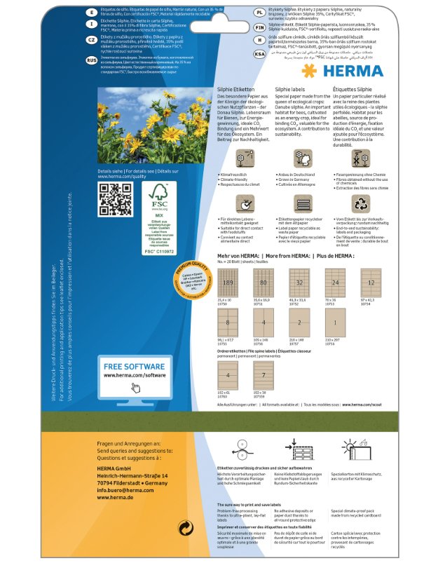 EAN 4008705107525 - HERMA 10752 etiqueta autoadhesiva Rectángulo Permanente Marrón 640 pieza(s) imagen 2
