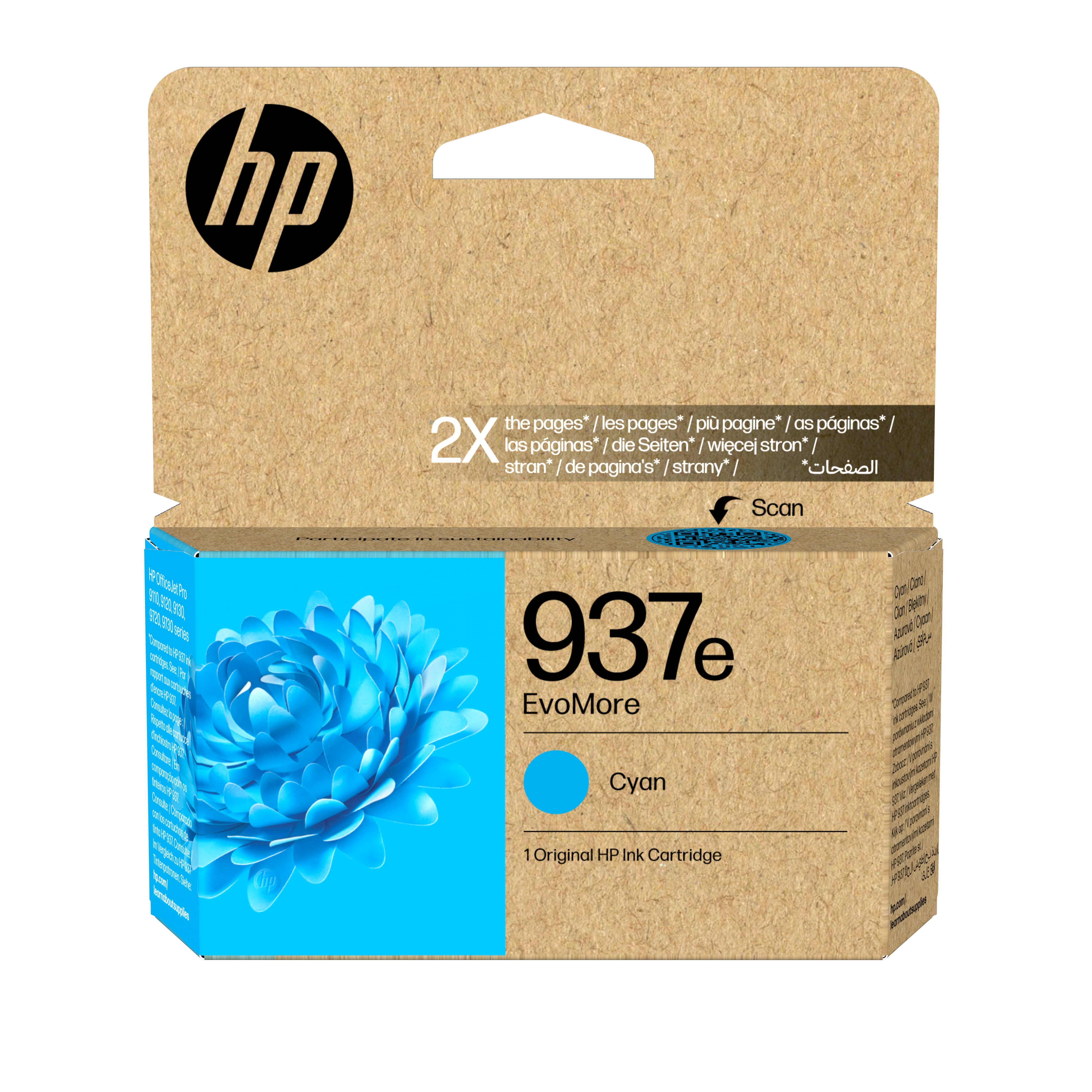 EAN 0199764688088 - HP 937e EvoMore Cyan Original Ink Cartridge cartucho de tinta 1 pieza(s) Alto rendimiento (XL) imagen 1