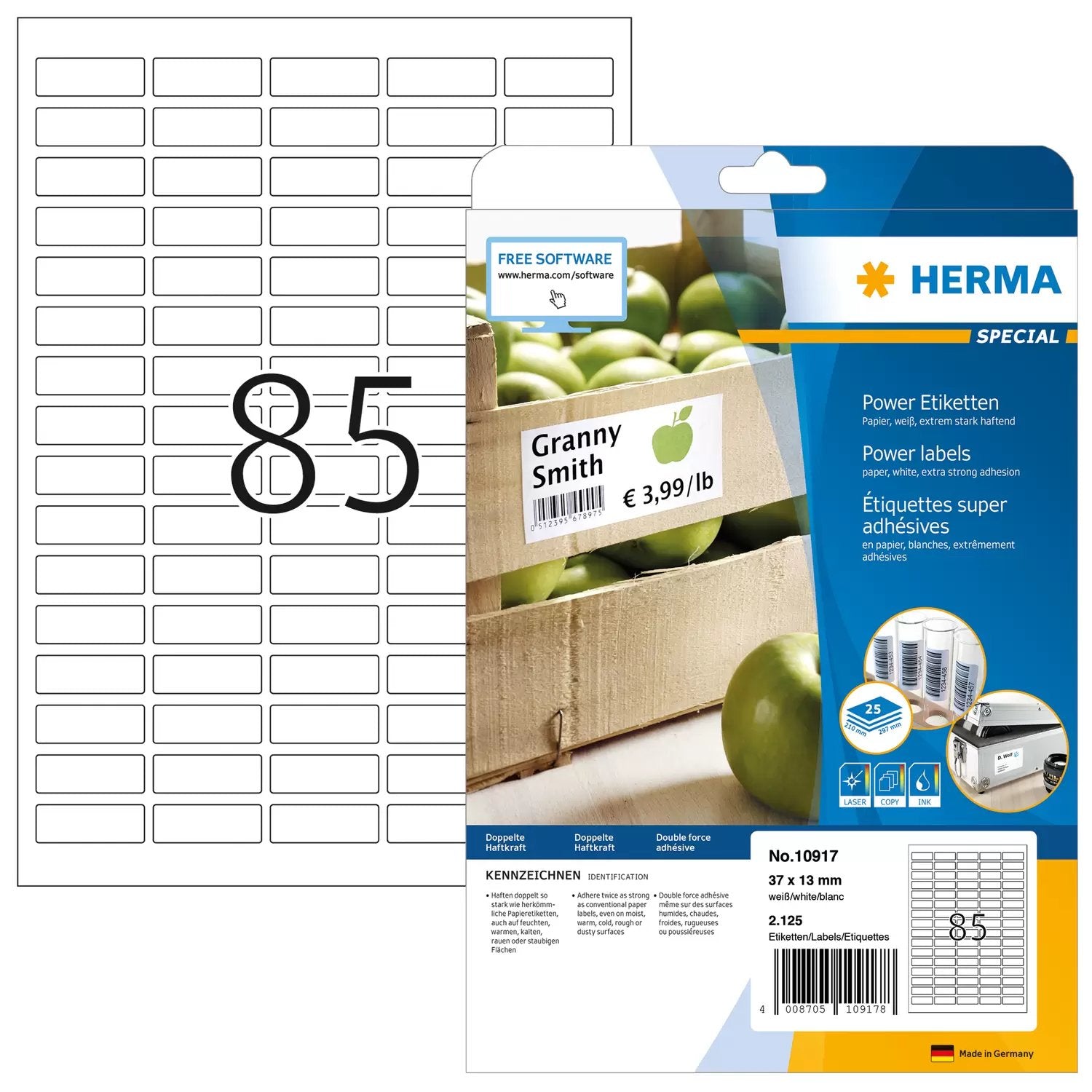 EAN 4008705109178 - HERMA 10917 etiqueta de impresora Blanco Etiqueta para impresora autoadhesiva imagen 1