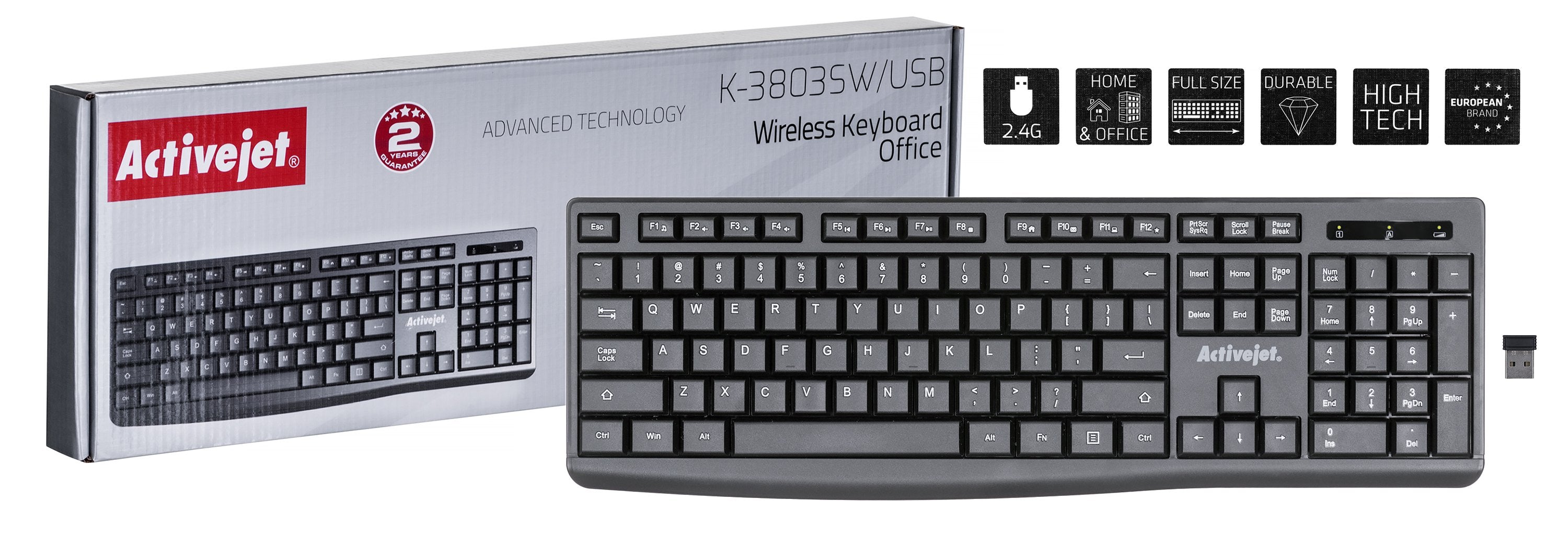 EAN 5901443120100 - Activejet K-3803SW teclado Universal RF inalámbrico QWERTY Internacional de EE.UU. Negro imagen 5