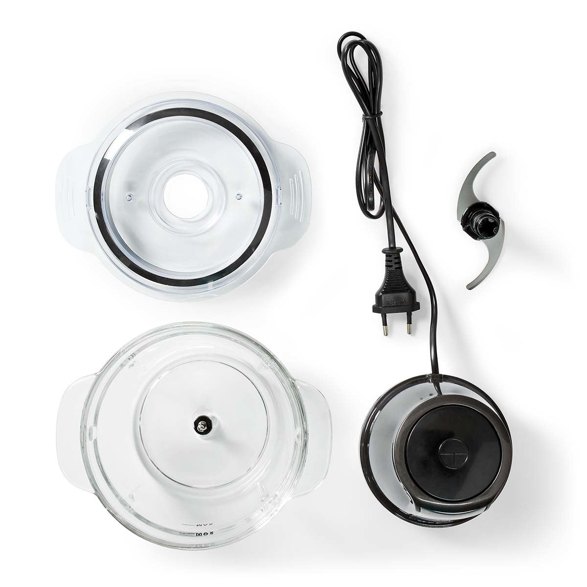 Nedis Picadora De Alimentos 500w 1l Cristal 1 Ajuste De Velocidad Negro / Plata