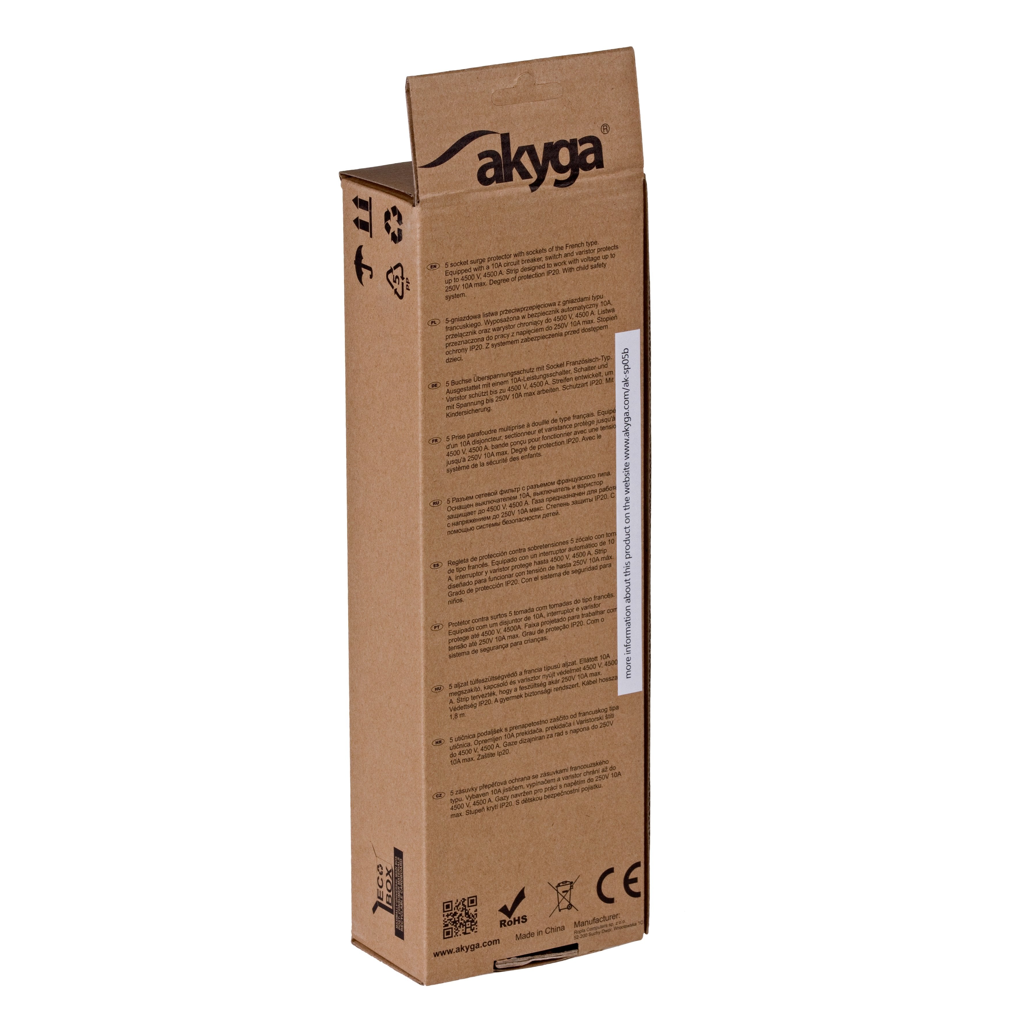 EAN 5901720130167 - Akyga Surge protector AK-SP-05A 1,8m 5 outlets CEE7/5 +switch Negro imagen 5