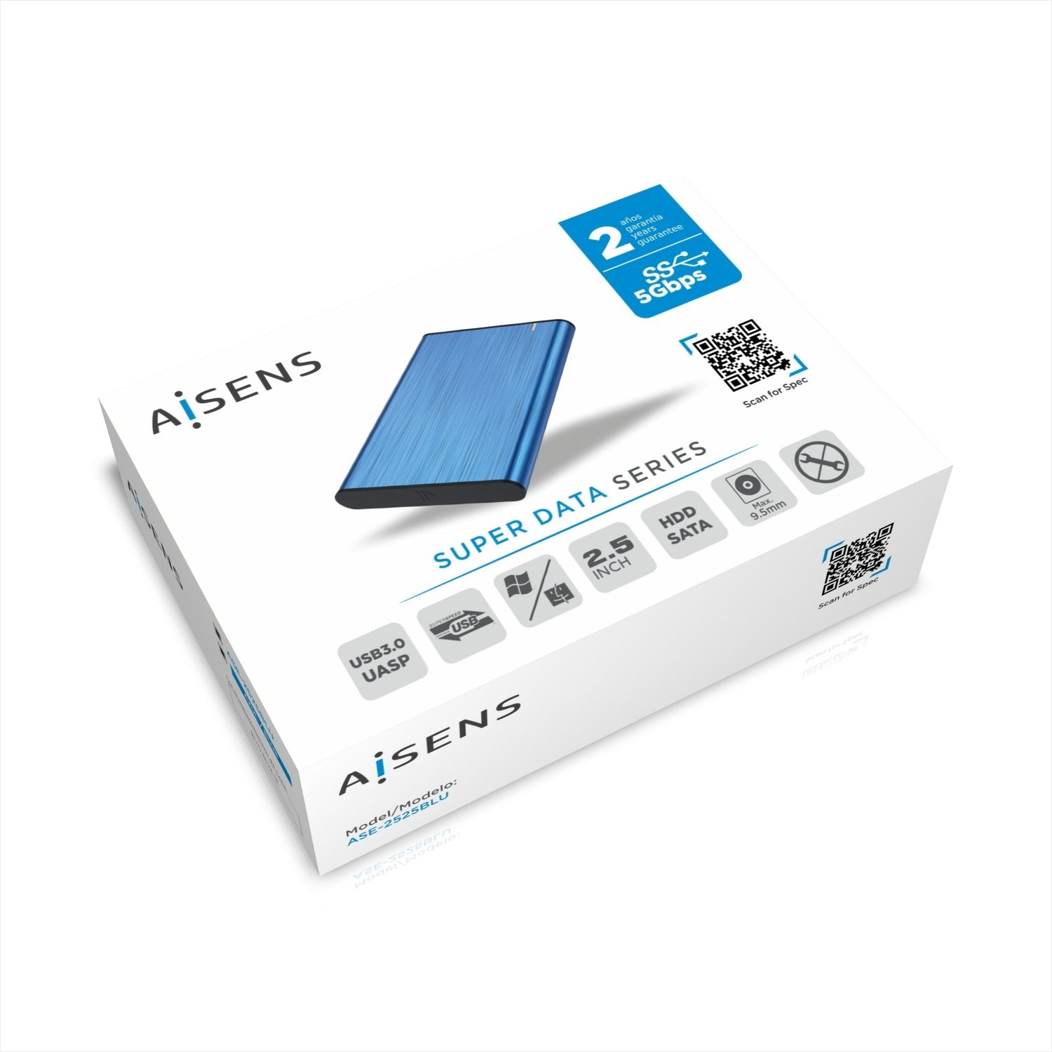 Aisens Caja Externa Para Disco Duro De 2.5' Usb 3.1 Ase-2525blu