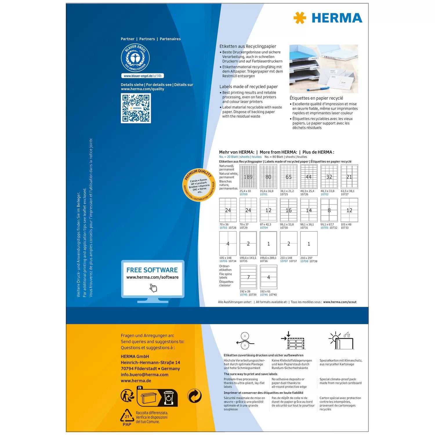EAN 4008705107259 - HERMA 10725 etiqueta de impresora Blanco Etiqueta para impresora autoadhesiva imagen 2