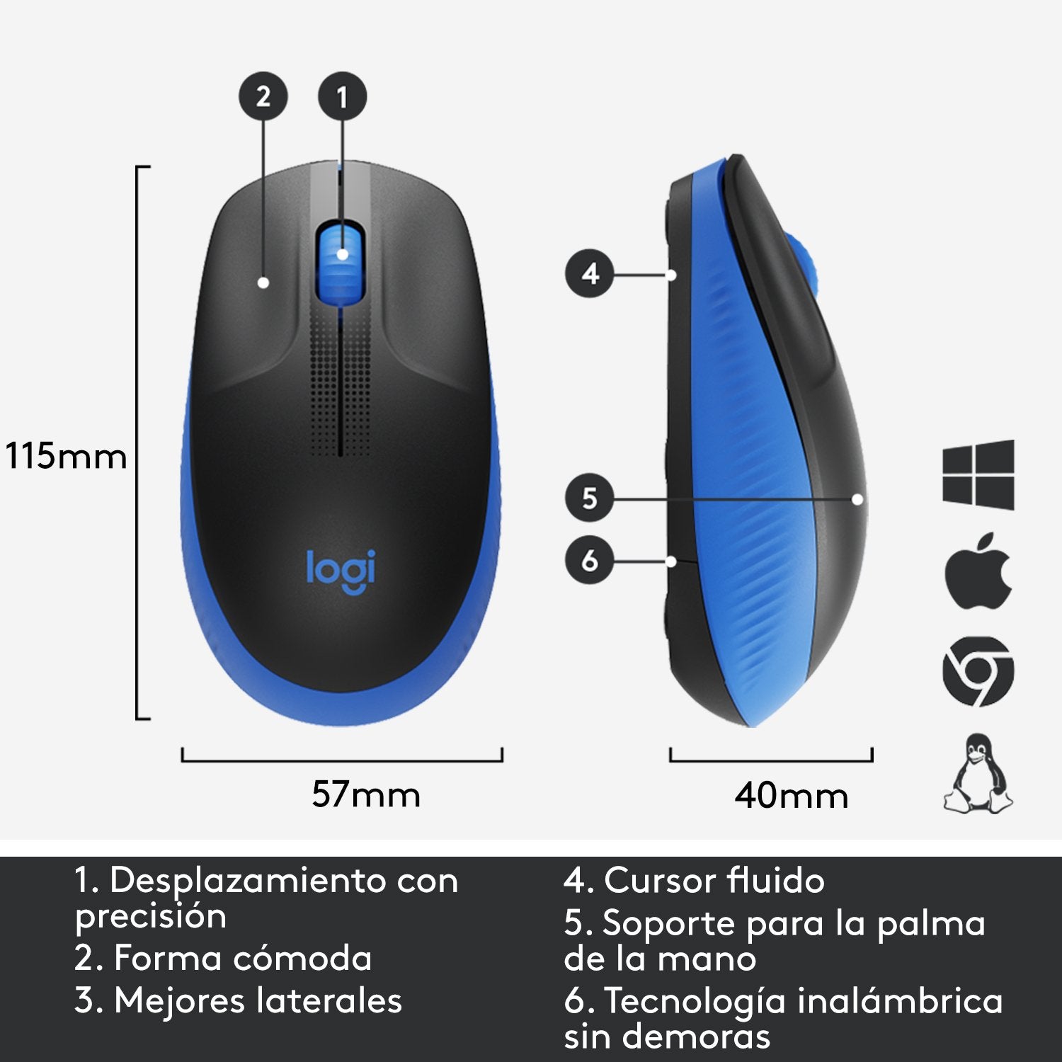 EAN 5099206091849 - Logitech 910-005907 ratón Oficina Ambidextro RF inalámbrico Óptico 1000 DPI imagen 12