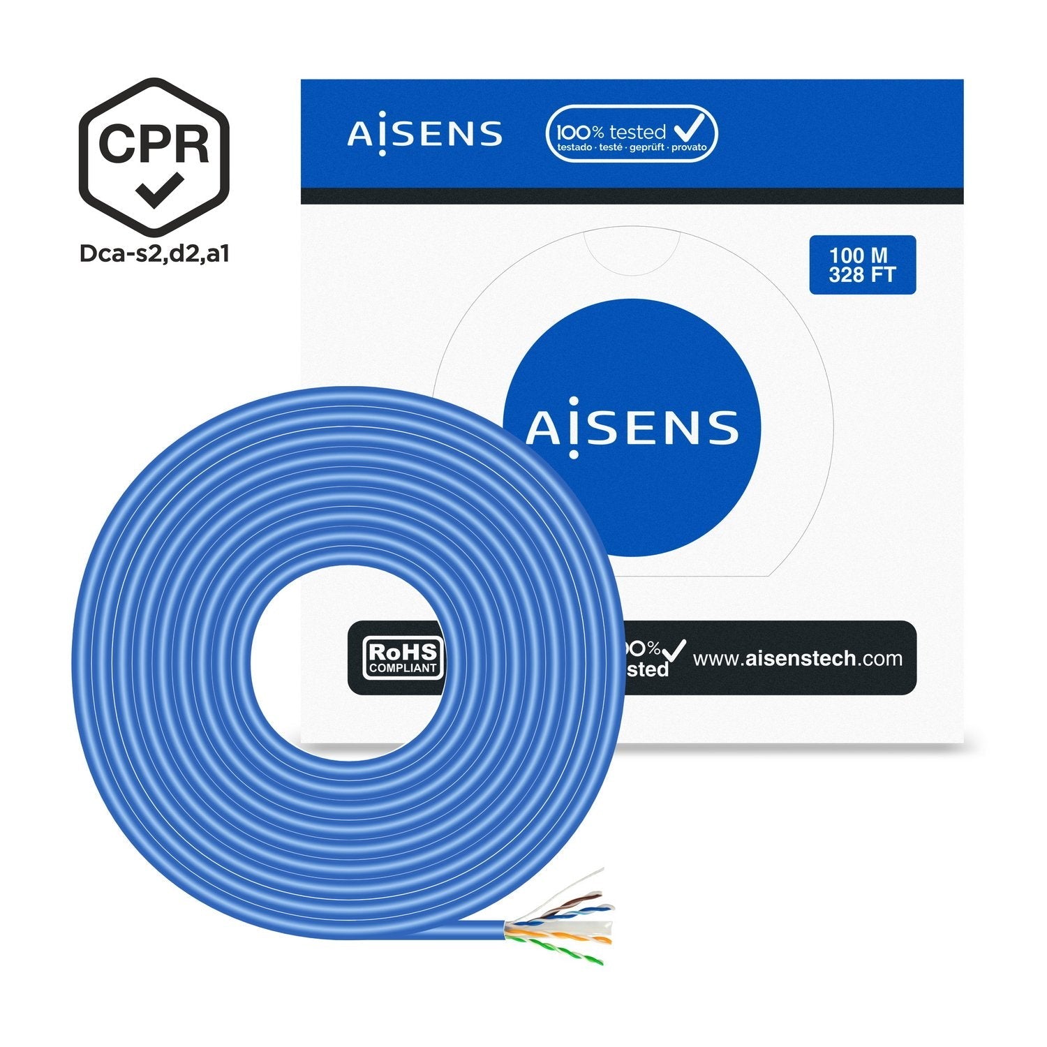 Aisens Bobina Cable Rj45 Lszh Cpr Dca Cat.6 Utp Awg24 - 100m - Azul