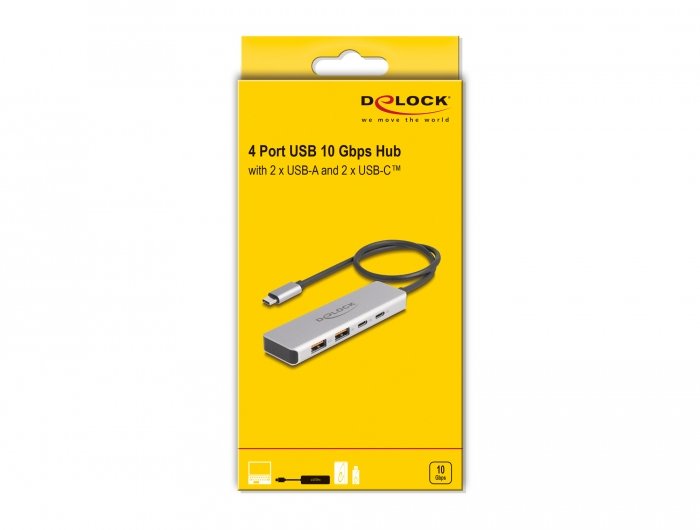 Delock Usb 10 Gbps Usb Tipo-C Hub Con 2 X Usb Typ-A Y 2 X Usb Tipo-C