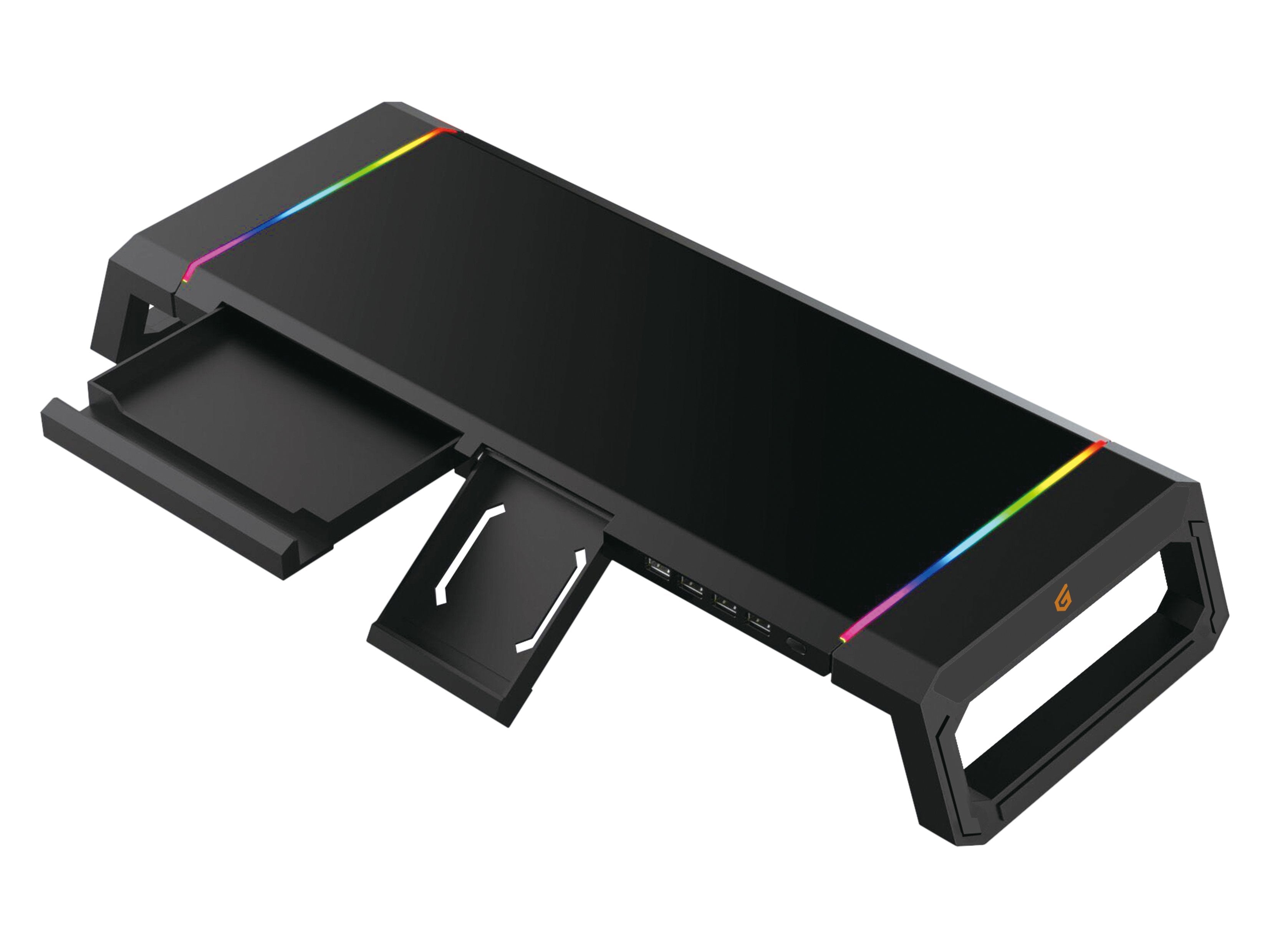 Soporte Sobremesa Gaming Conceptronic Para Monitor Ergonomico Hub Usb 2.0 Luz Rgb