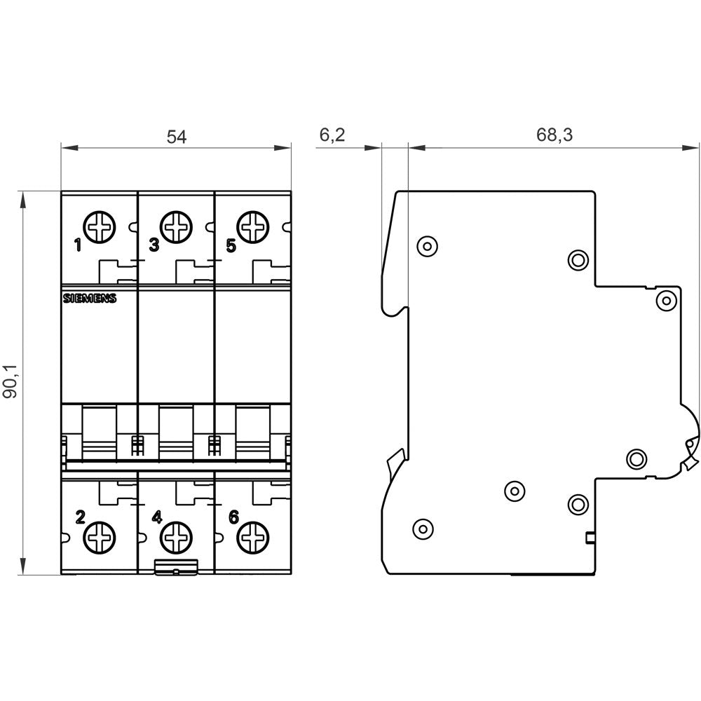 Siemens Automat B 25a 5sl63256 400v 6ka 3p