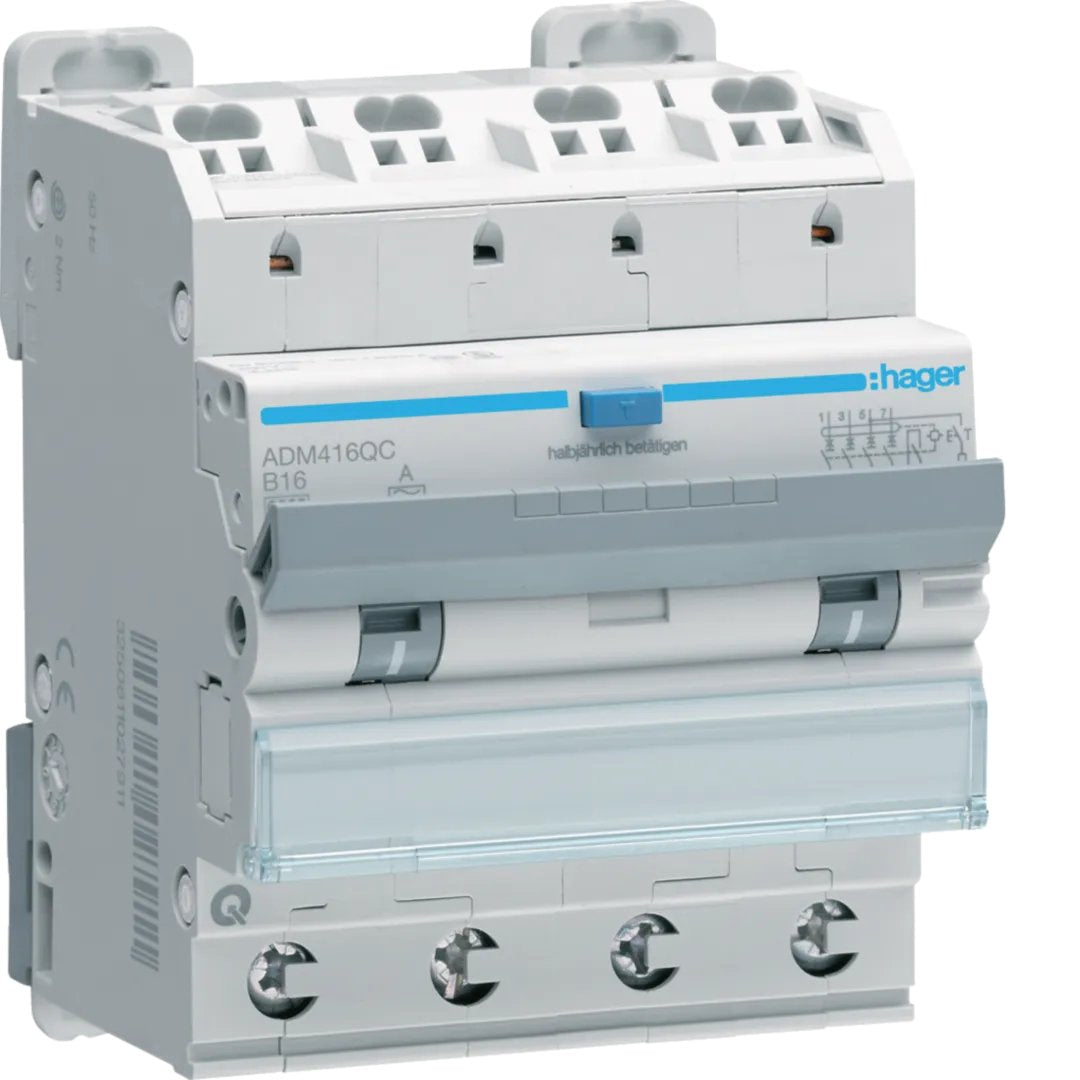 Hager Adm416qc Fi-Ls 4p 6ka B-16a 30ma Typ A Qc Qb (Adm416qc)