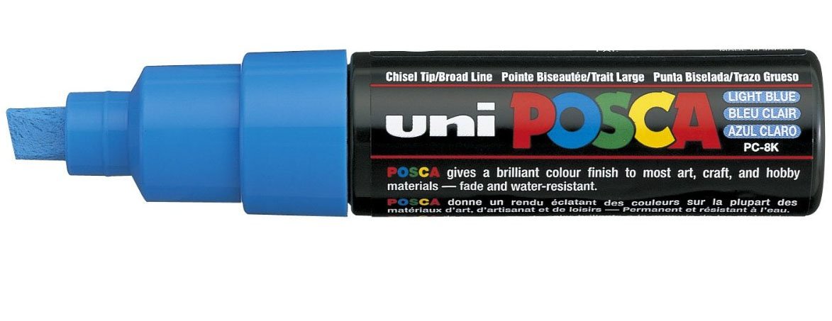 Posca Marcador Pc-8k No Permanente Punta Biselada 8.0mm Azul Claro
