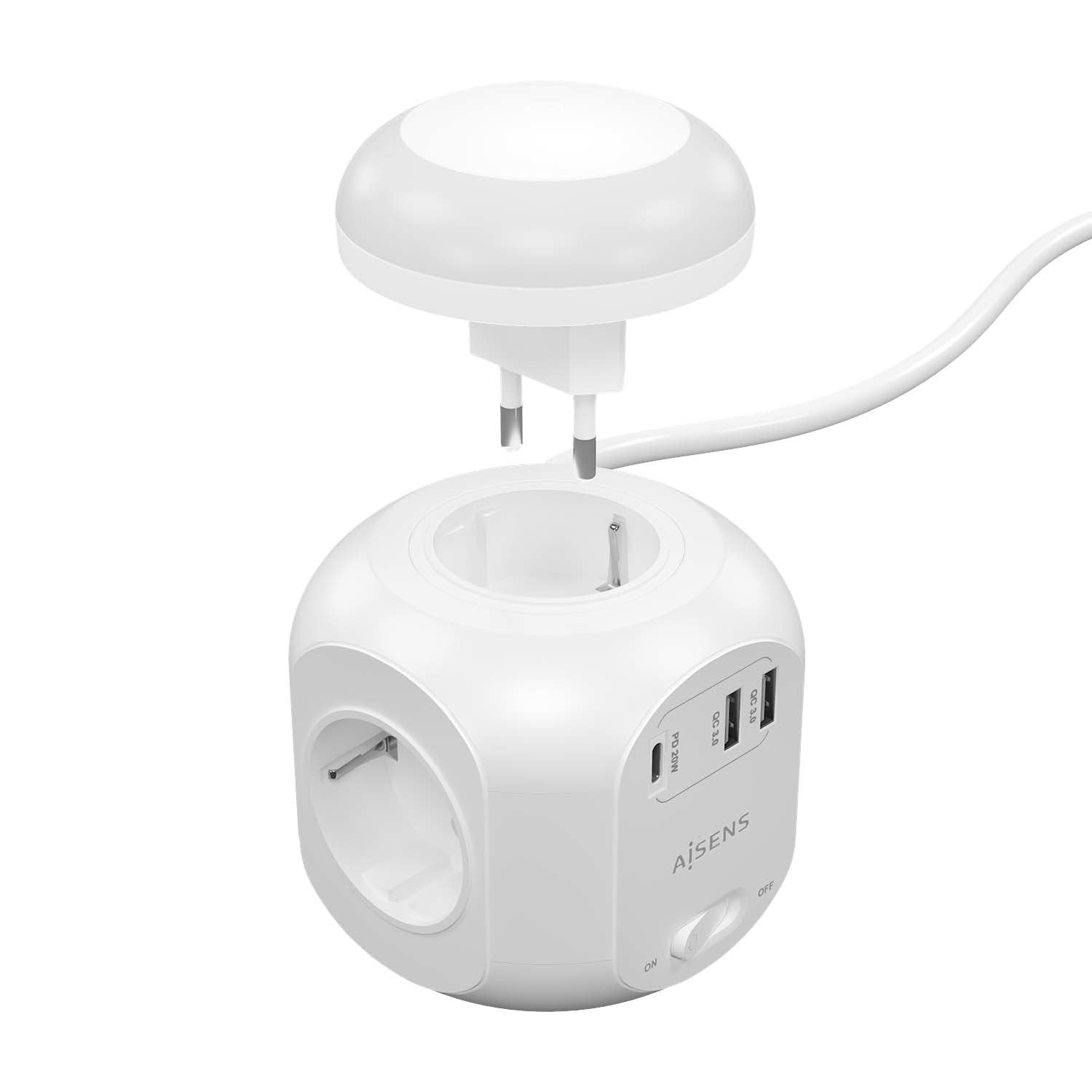 EAN 8436574709223 - AISENS ASPS-2A1CLPQ02-W base múltiple 1,8 m 4 salidas AC Interior imagen 2