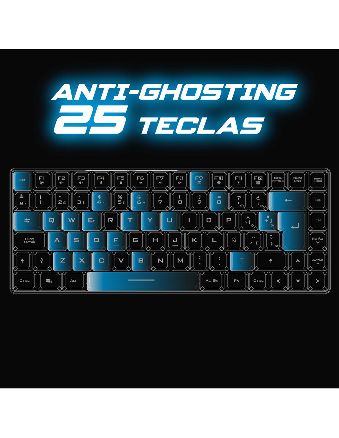 Teclado Español Semi-Mecanico Spirit Of Gamer Elite K70 Rgb Inalambrico
