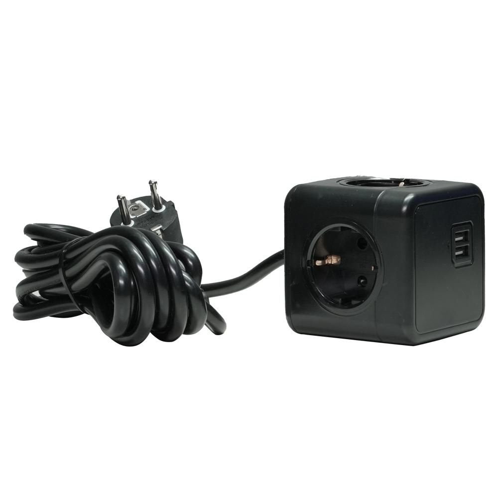 Microconnect Grucube2usb-B3 Base Múltiple 3 M 3 Salidas Ac Interior Negro
