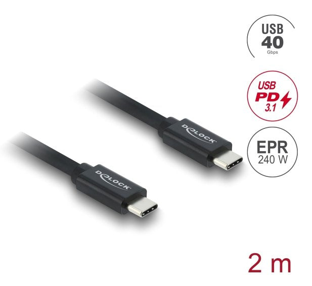 Delock Koaxiales Usb 40 Gbps Cable Usb Pd 3.1 240 W 2 M