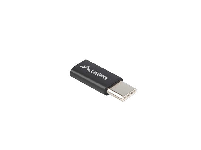 Adaptador Lanberg Ad-Uc-Um-02 Microusb Hembra A Usb Tipo-C Macho Color Negro