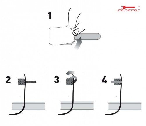 Label-The-Cable Wall Velcro Nylon, Poliéster Negro, Blanco 50 Pieza(S)