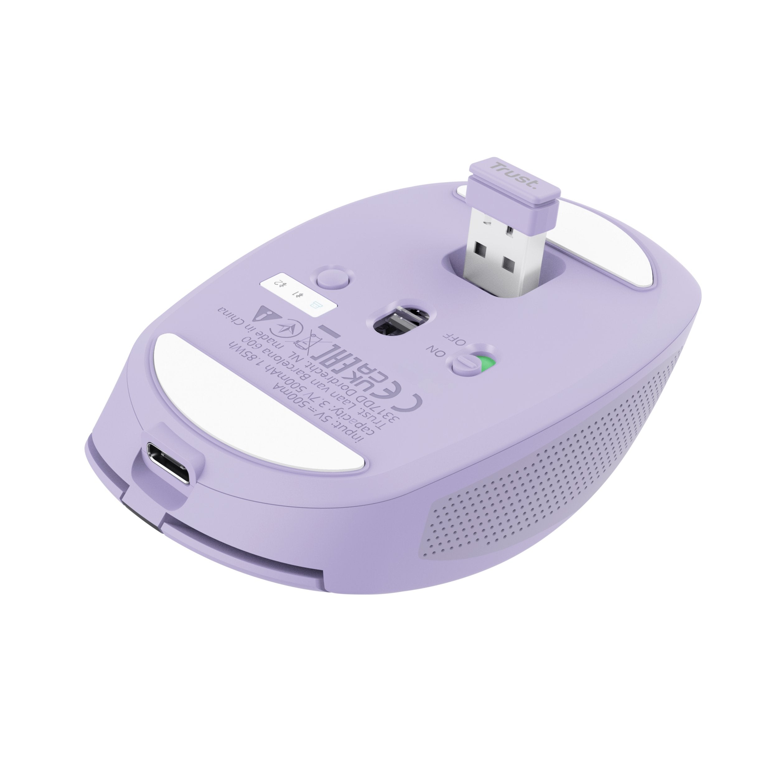 Ratón Inalámbrico Por Bluetooth Trust Ozaa Compact Wireless Batería Recargable Hasta 3200 Dpi Morado