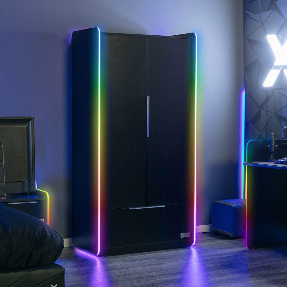 Xrocker Gaming Kleiderschrank Led-Beleuchtung 2-Türig Negro