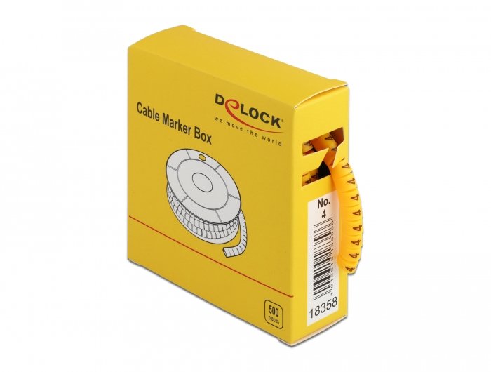 Delock Cablemarker Box, Nr: 4, Gelb, 500 Stück