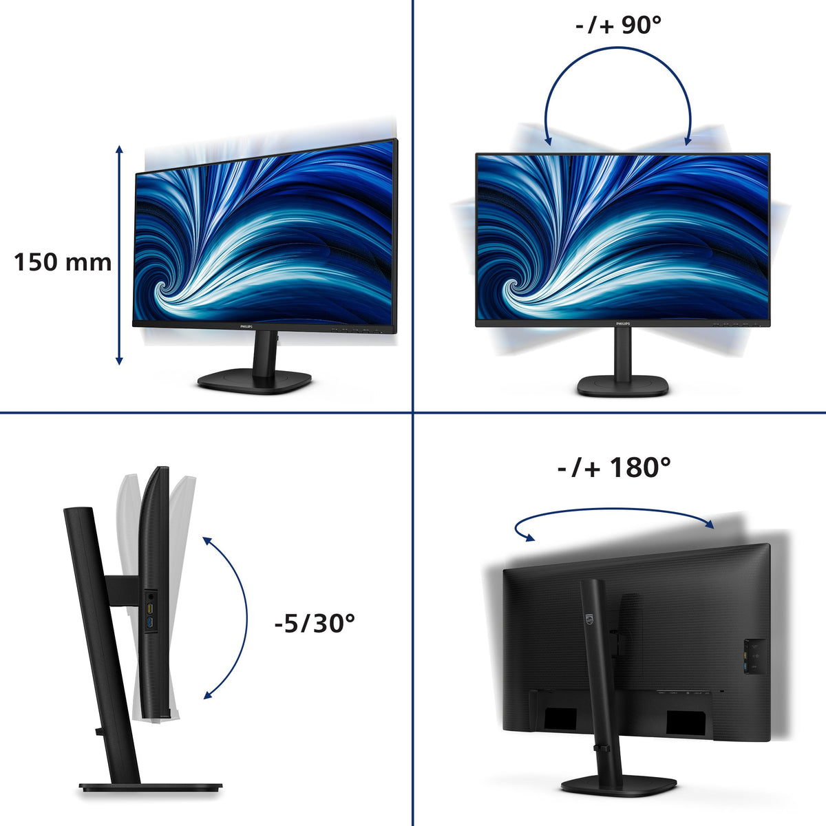 EAN 8721038002294 - Philips 27B2N3500J/00 pantalla para PC 68,6 cm (27") 2560 x 1440 Pixeles 2K LCD Negro imagen 7