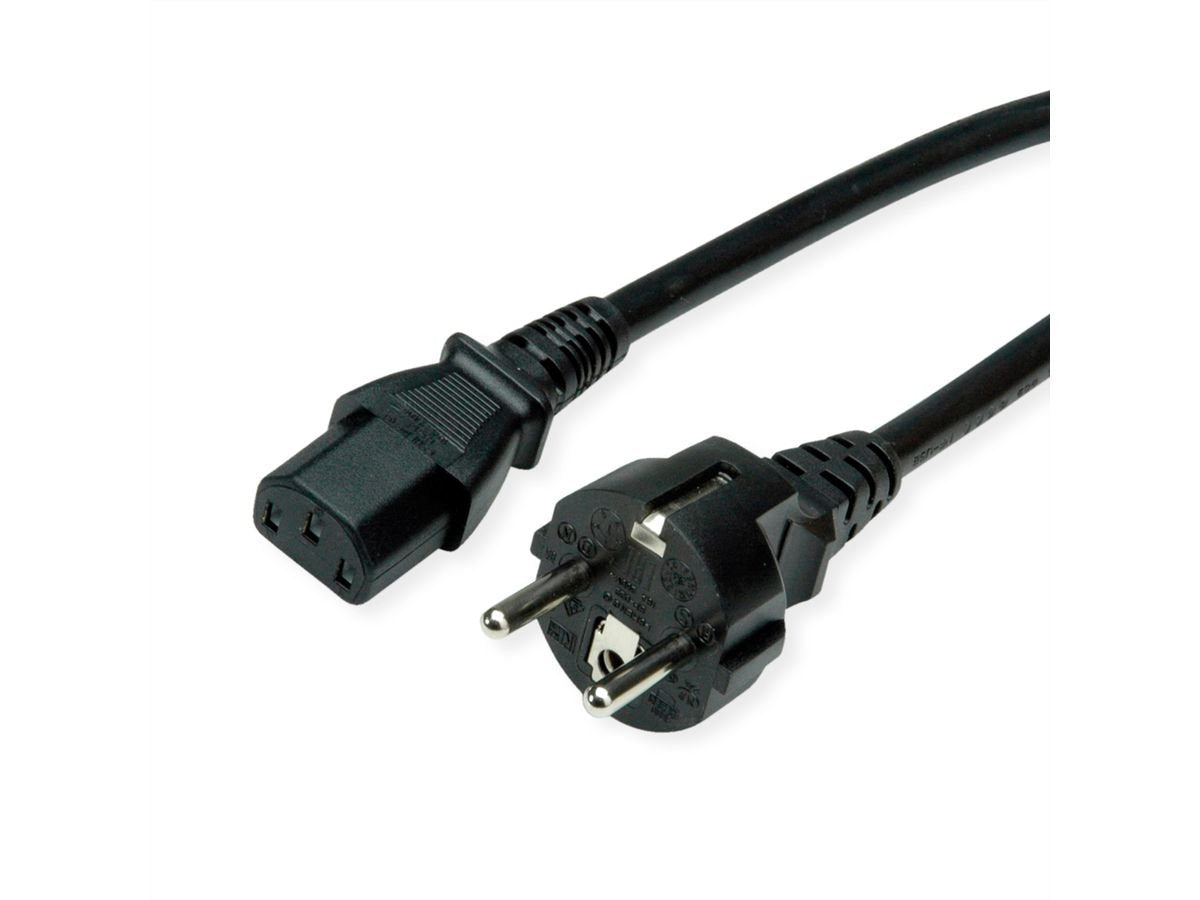 Value Netzcable, Iec-Buchse & Cee7 7-Stecker Gerade, Schwarz, 0,6 M