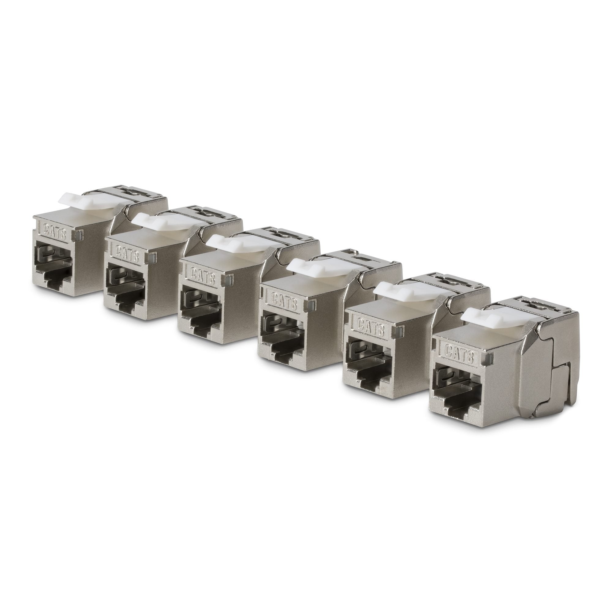 Startech.Com Cat8 Keystone Jack Módulo, Pack De 6 Rj45 Ethernet Keystone Conector Hembra, Utp Cat8 Wandbuchse, 180 Grad, Sin Herramientas, Plano, Plateado, Rj-45, Conector Hembra, Conector Hembra, 25/40gbase-T