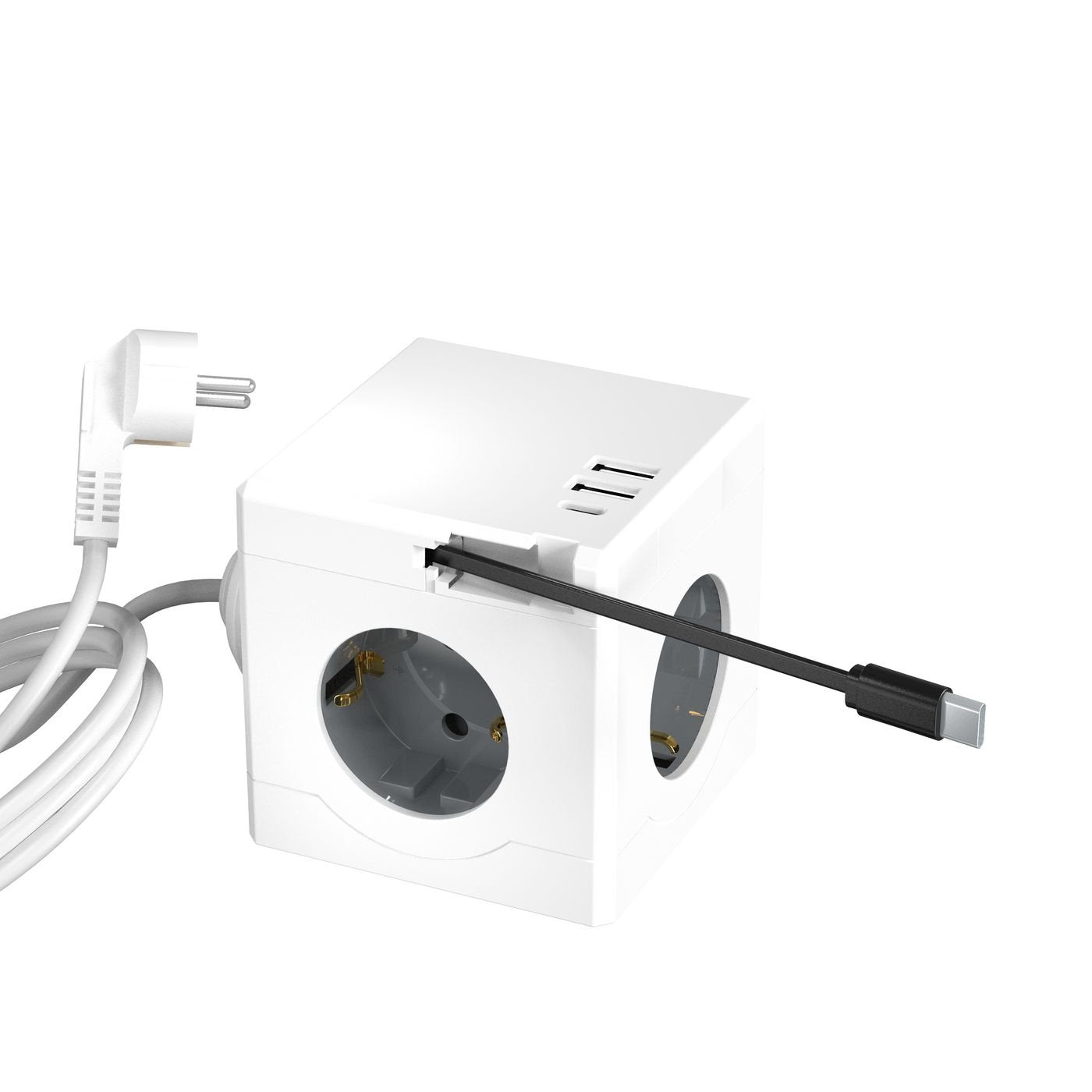 Powercube, 3 Schuko Outlets, 2 Usb A Ports, 1 Usb-C Port
