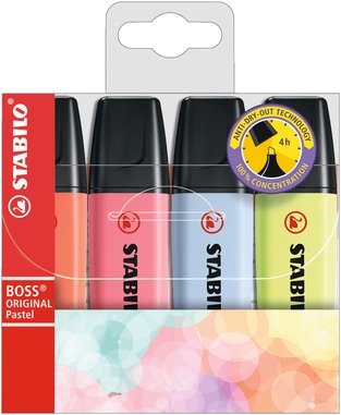 Stabilo Boss Marcador Fluorescente Estuche 4 Colores Pastel