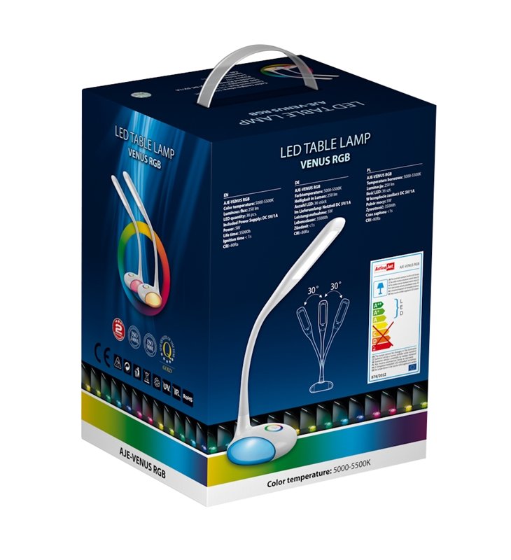 EAN 5901443100003 - Activejet AJE-VENUS RGB lámpara de mesa Bombilla(s) no reemplazable(s) 5 W G Blanco imagen 7