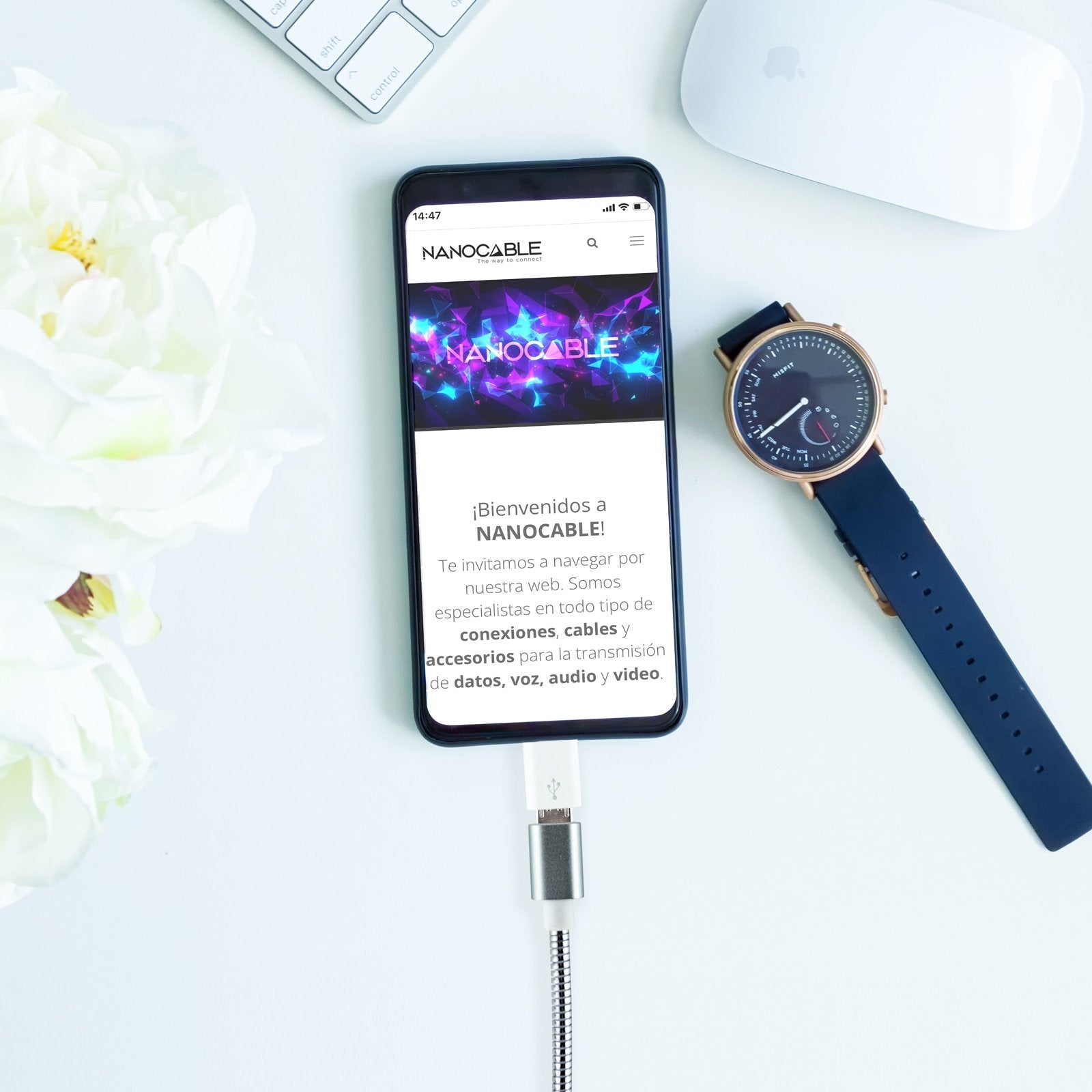 Nanocable Adaptador Lightning A Micro Usb - Lightning/M-Micro B/H - Blanco