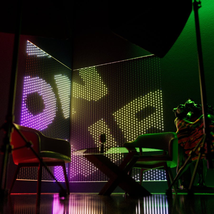 Twinkly Matrix - 500 Luces Led Rgb En Forma De Perlas, Cable Transparente, 1.7x7.8ft Enchufe Tipo F