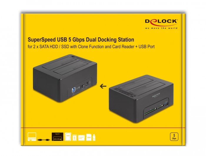 Usb Dual Dockingstation Für 2 X Sata Hdd Ssd Mit Klon Funktion Und Card Reader + Zusätzlichem Usb Port