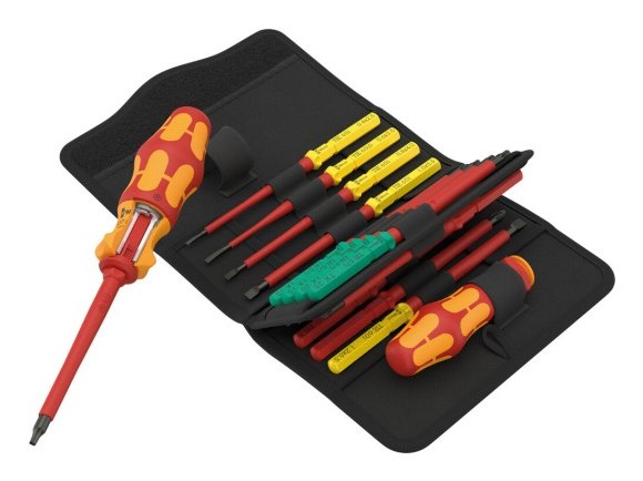 Wera Kraftform Kompakt Vde 17 Ra Imperial 1, 17 Piezas, Destornillador Rojo/Amarillo, Incl. 2 Mangos Enchufables, Hojas Intercambiables Vde 5006619001